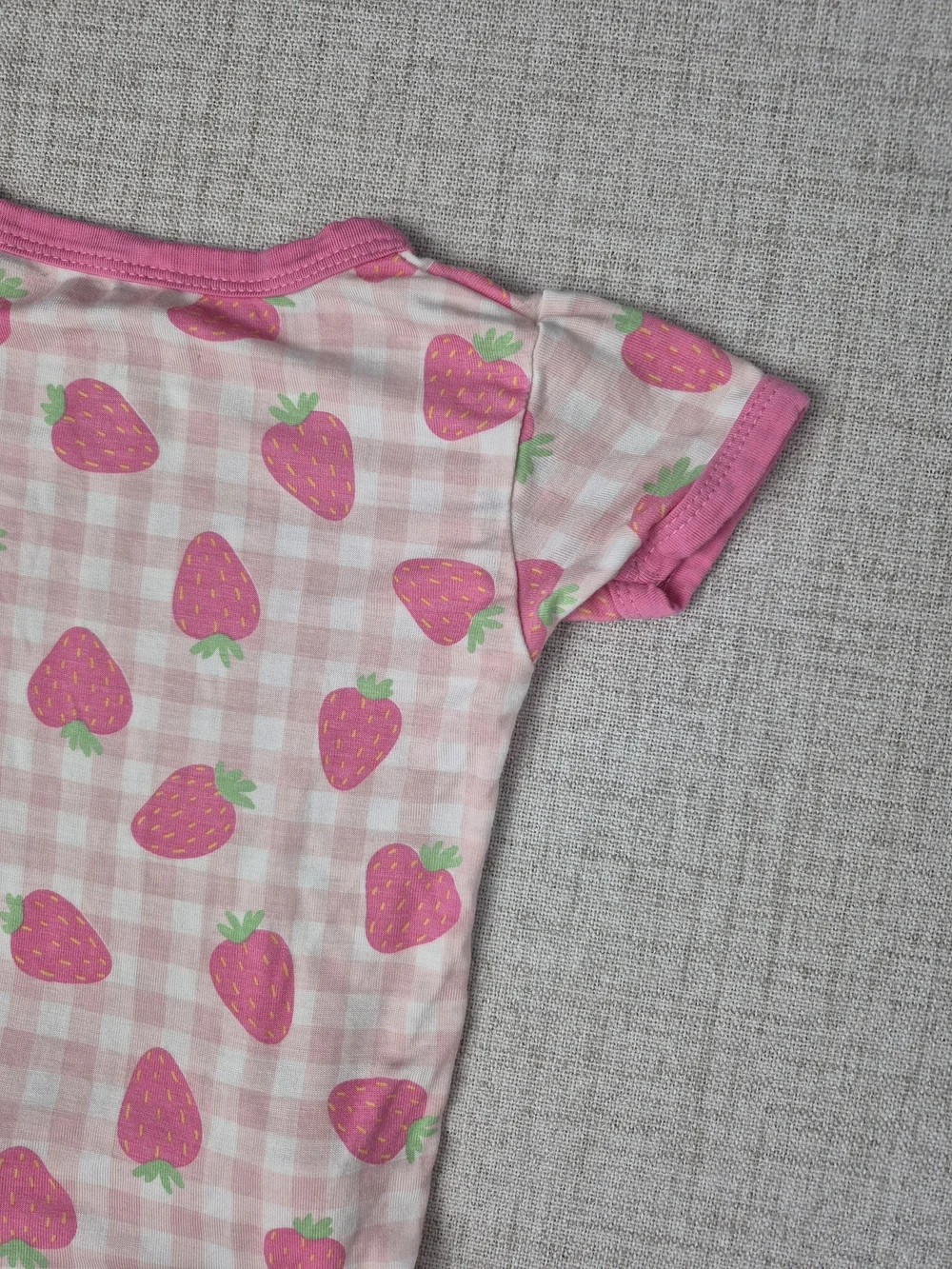 Bamboo Milkberry Toddler Girls Strawberry Gingham Plaid Pajama Set Size 24M Pink
